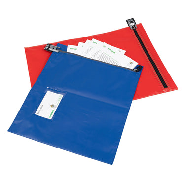 Flat Mailing Wallet CVF Button Red/Blue in Action